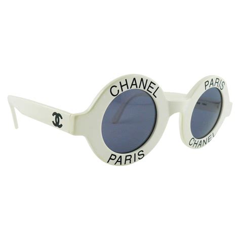 white round vintage chanel paris sunglasses replica zerouv|White Chanel Paris Round Sunglasses – Vintage Couture.